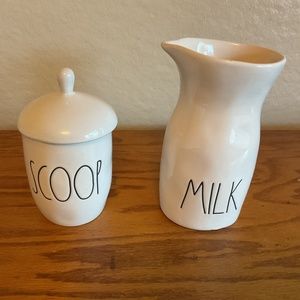 Rae Dunn Milk Container and Scoop Jar